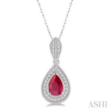 Pear Shape Gemstone & Diamond Pendant